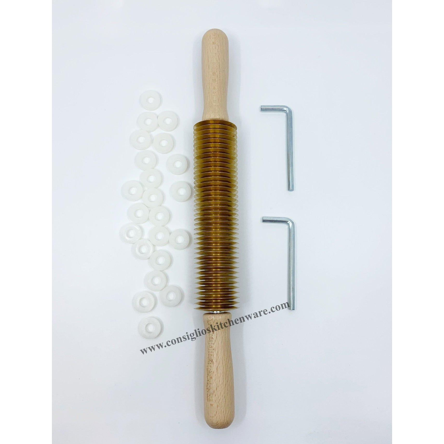 Brass Noodle Cutter Rolling Pin Adjustable Includes Spacers 