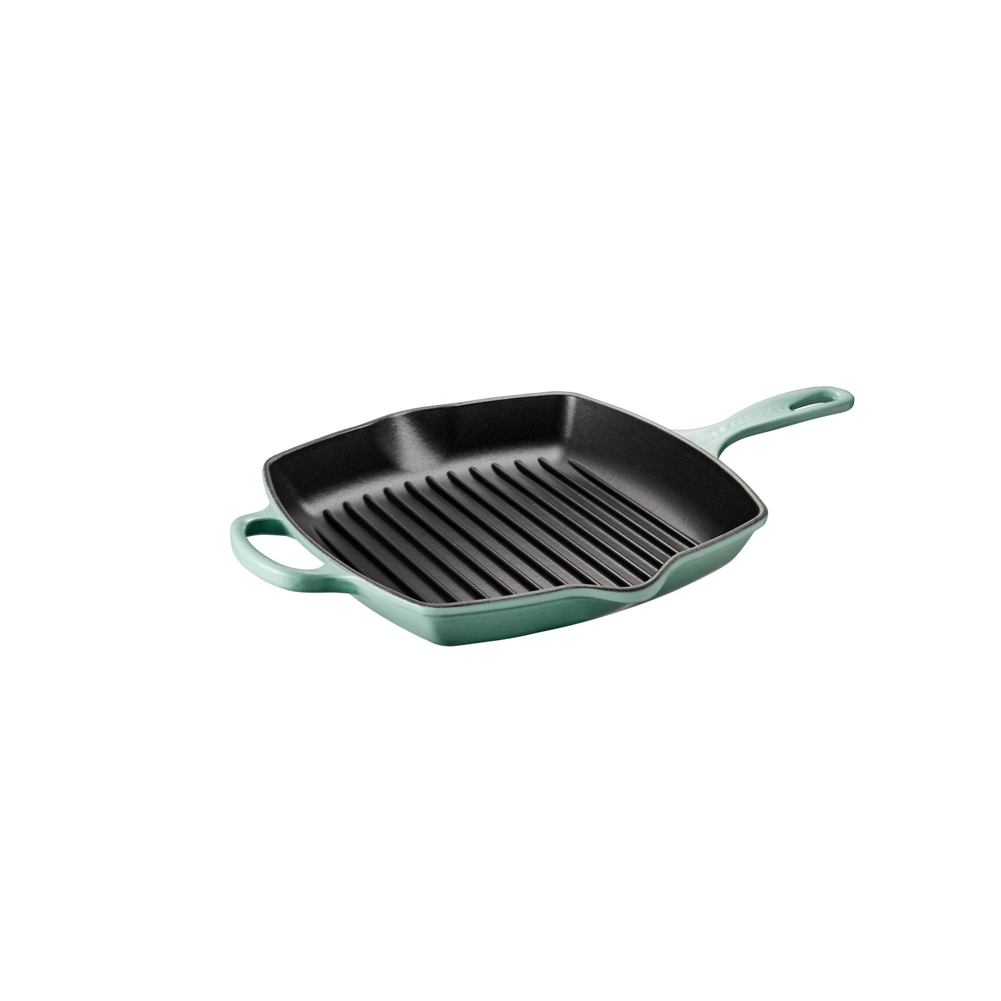 Buy the LE CREUSET 10 Inch Square Grill Skillet 2 Spout Cast Iron Green  Enamel France