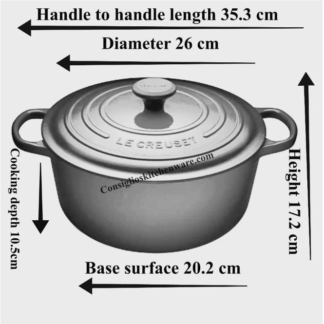 Le Creuset 5.3L Artichaut French/Dutch Oven (26cm) Dimensions