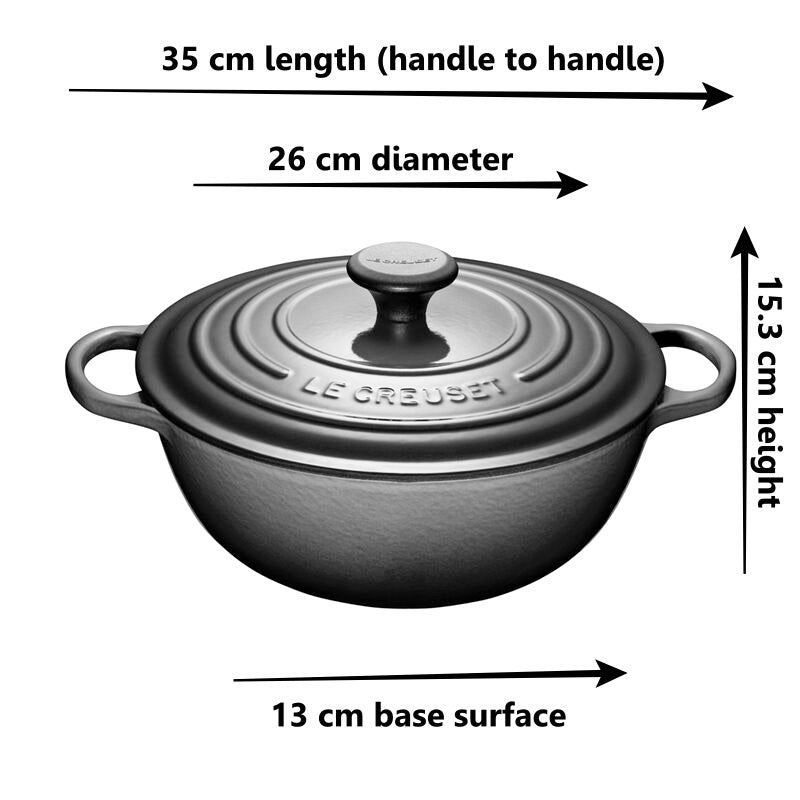 Le Creuset - 4.1 L Sage Chef's French Oven (26 cm) Dimensions