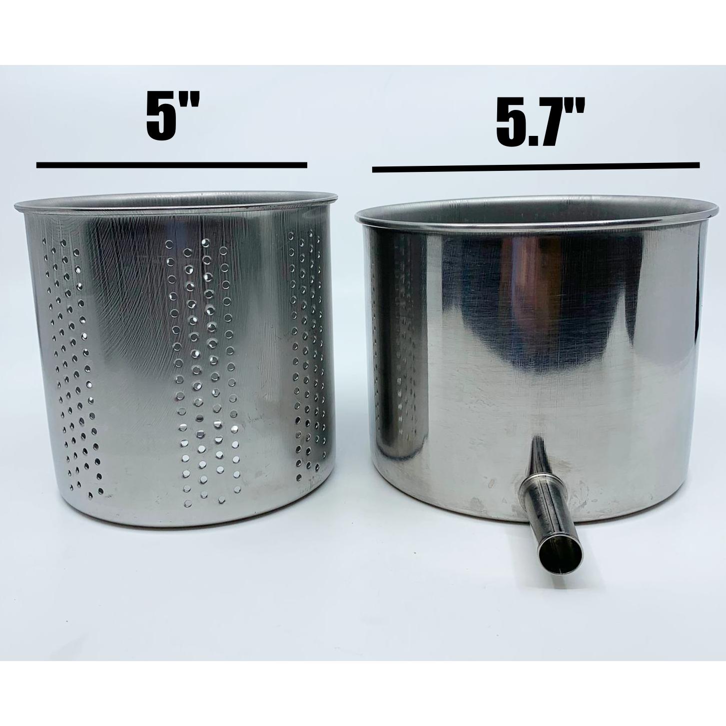 Small Vegetable / Fruit Press 5" - 2 Litre Torchietto Made in Italy Baskets (Perforated and Solid) Dimensions