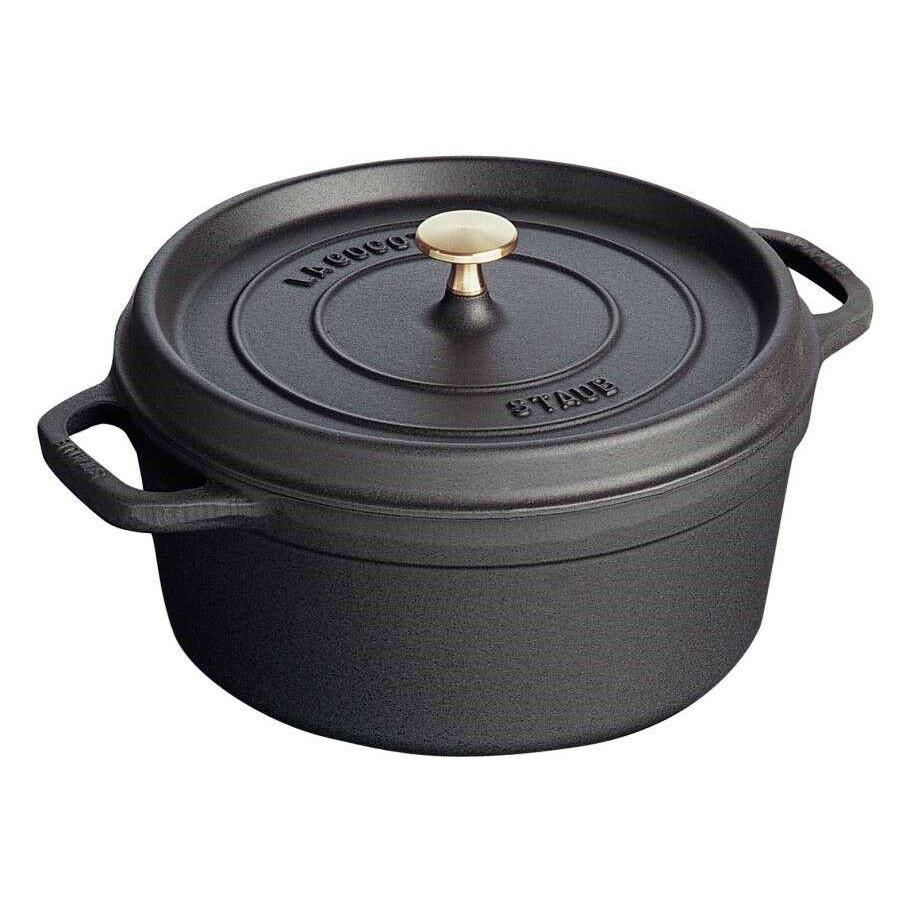 Staub QT L) 24 cm Matte Black Round Cocotte — Consiglio's