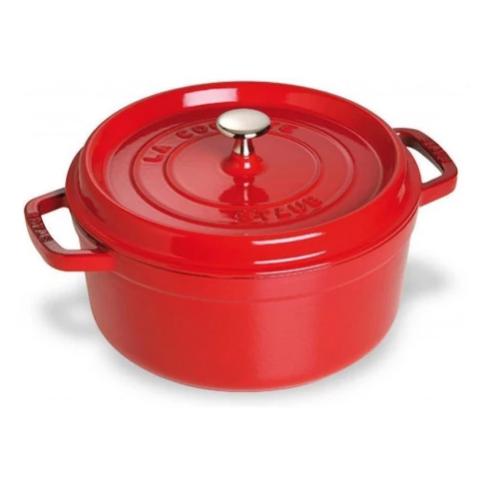 Staub QT L) Cherry Red Round Cocotte — Consiglio's