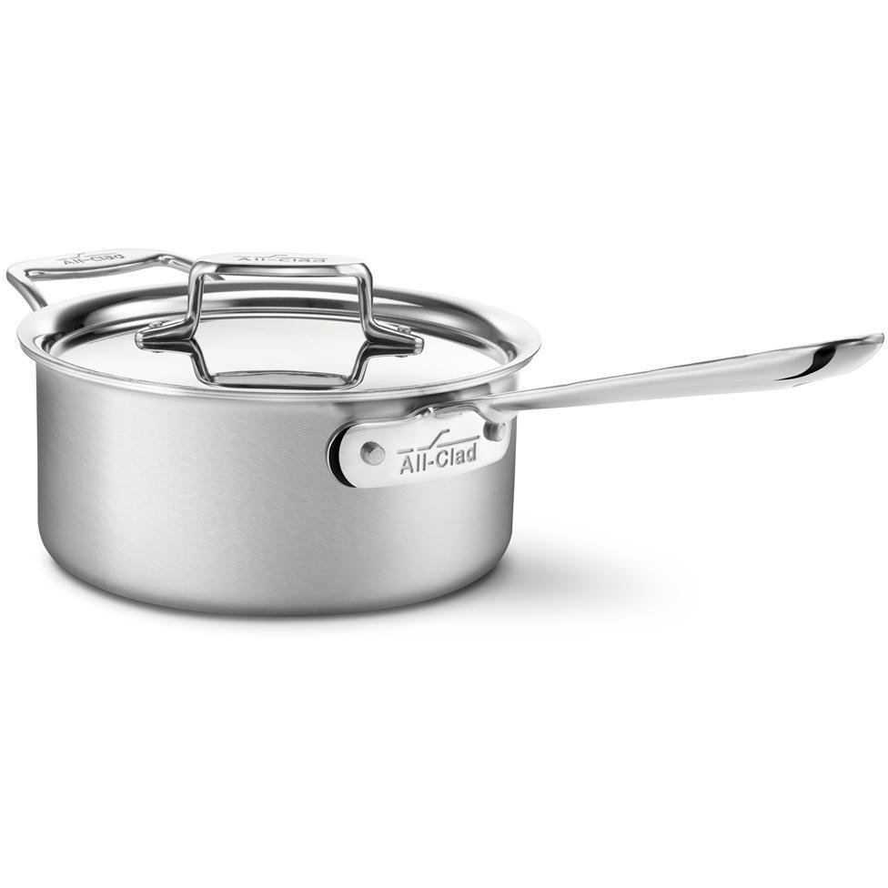 All-Clad D5 - 4 qt. Stainless Steel Brushed Covered Saucepan-Consiglio's Kitchenware