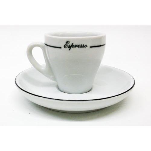 Armand Lebel 12 Piece Espresso Cup & Saucer Set - Plain White w/ Line Design-Consiglio's Kitchenware