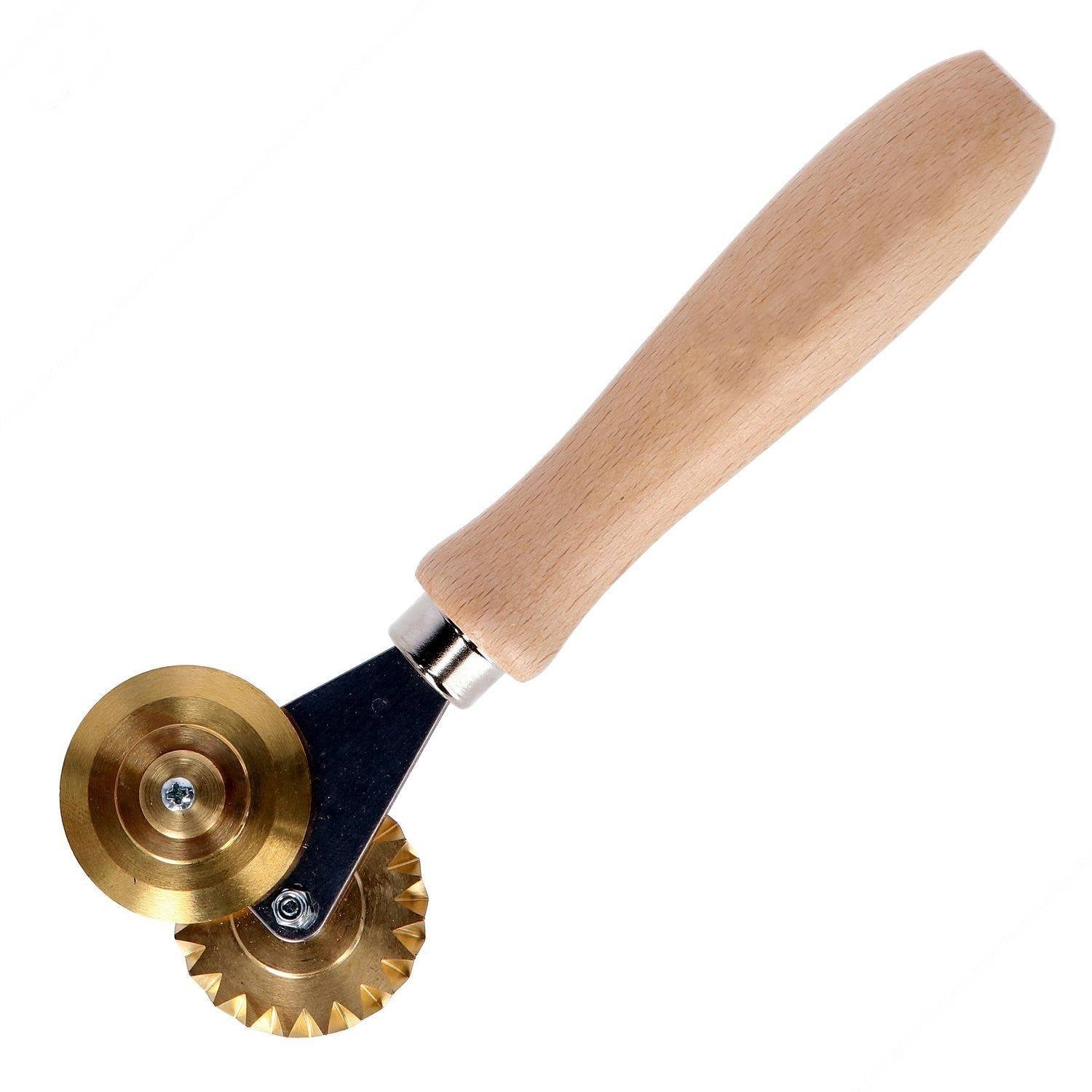 Brass Double Fluted and Smooth Pastry and Pasta Wheel Canada