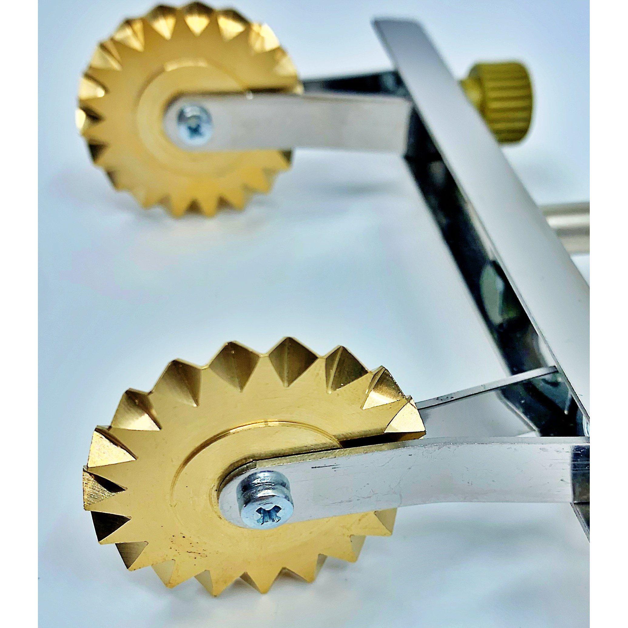 Brass Adjustable Fluted Pastry and Pasta Cutter with 2 Wheels Canada