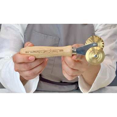 Brass Double Fluted and Smooth Pastry and Pasta Wheel