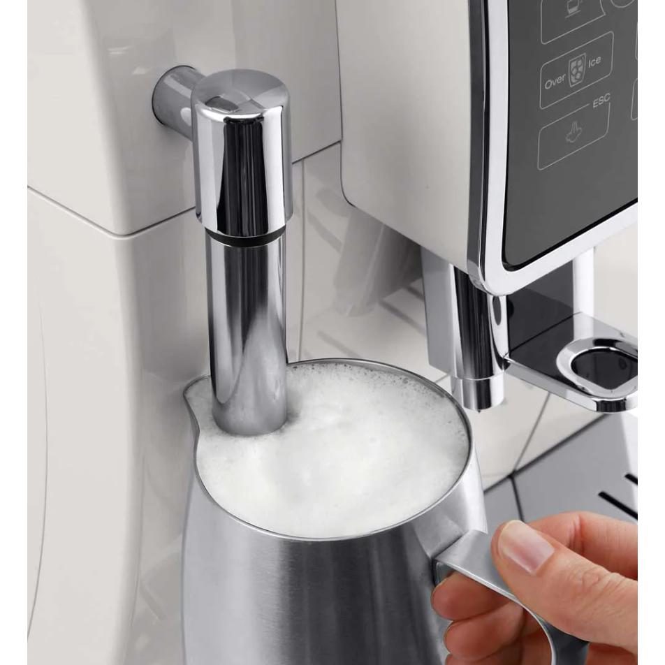 DeLonghi ECAM35020W Dinamica TrueBrew Super Automatic Espresso Machine White Milk Frother
