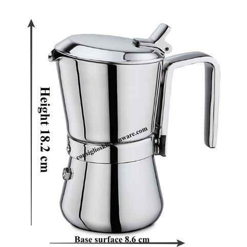 Giannina 6 Cup Stainless Steel Stove Top Espresso Maker