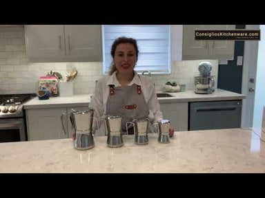 Giannina 6 Cup Stainless Steel Stovetop Espresso Maker Restyled Version Demo Video