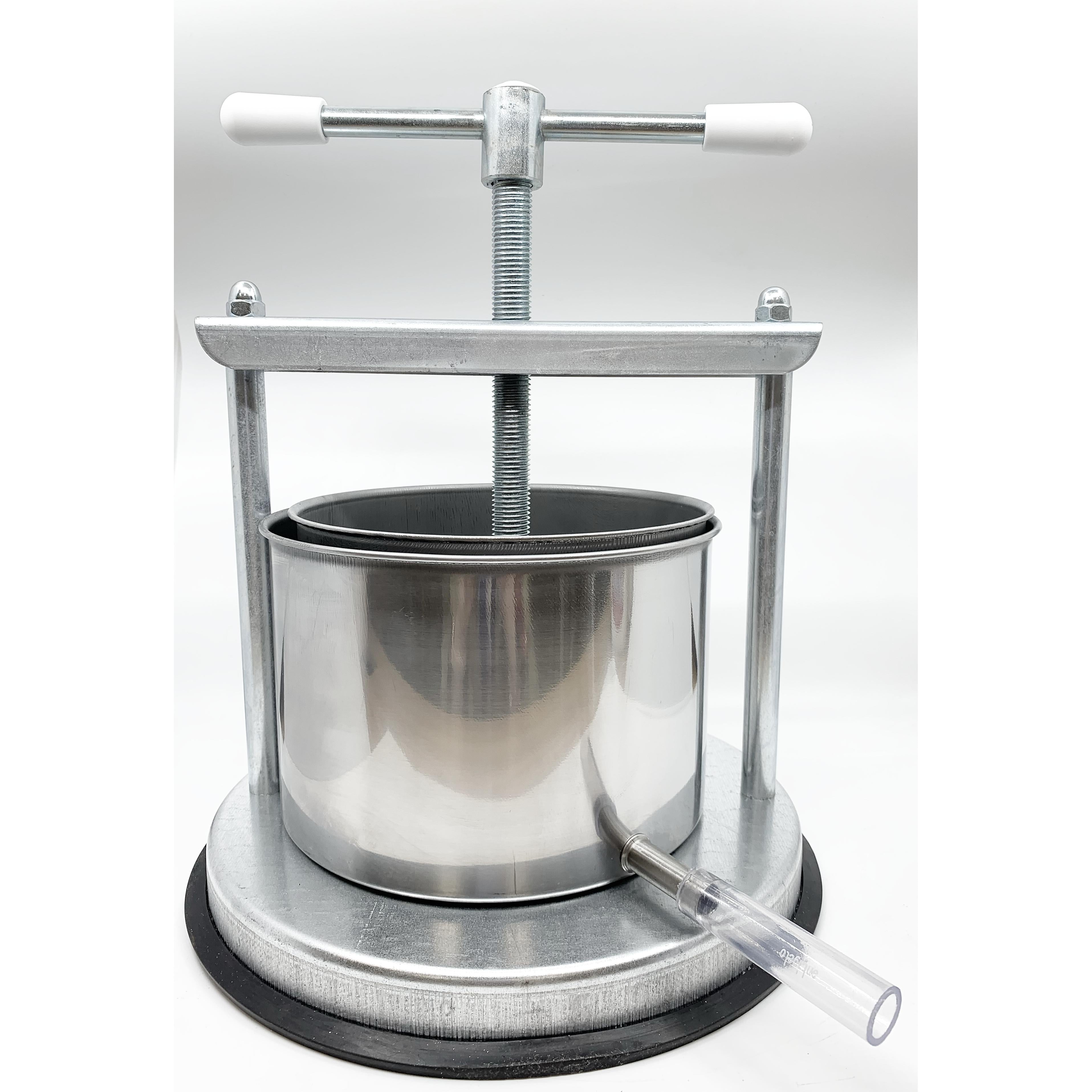 Large Professional Galvanized Vegetable / Fruit Press 8" - 5 Litre Torchietto - Made in Italy for Pressing Fruits, Vegetables, Berries and Tinctures With Spout