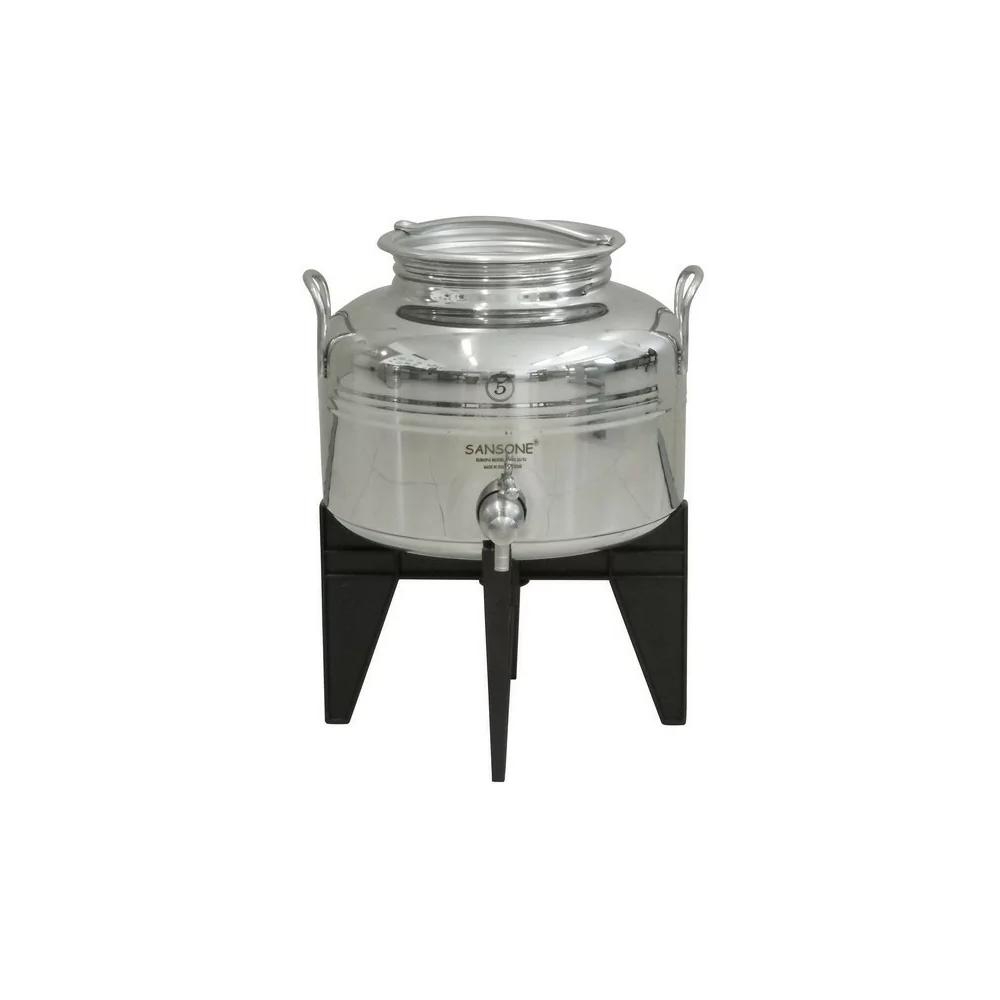 Sansone Jewel 5L/1.32 gal Fusti 18/10 Stainless Steel Canister with Spigot – NSF Certified for Holding Olive Oil and More – Made in Italy